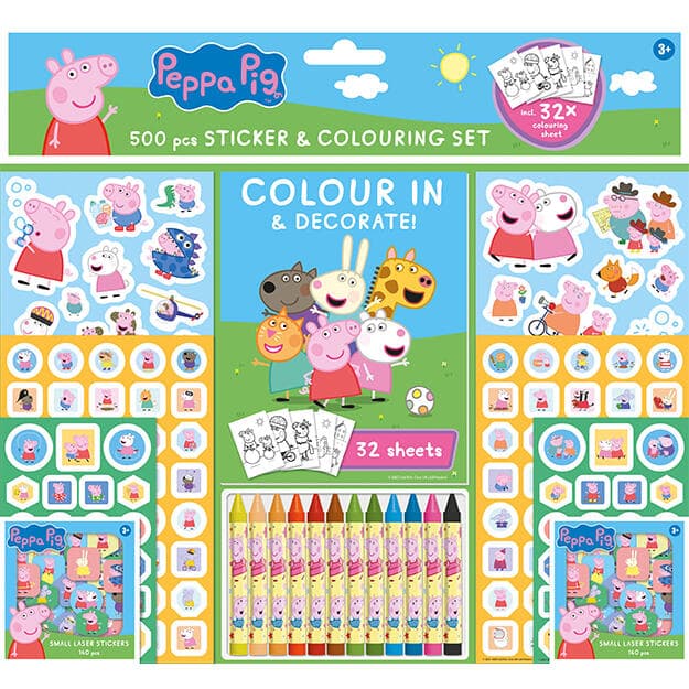 Peppa Pig 500 pcs - Stickers & Colouring Set - Anilas UK