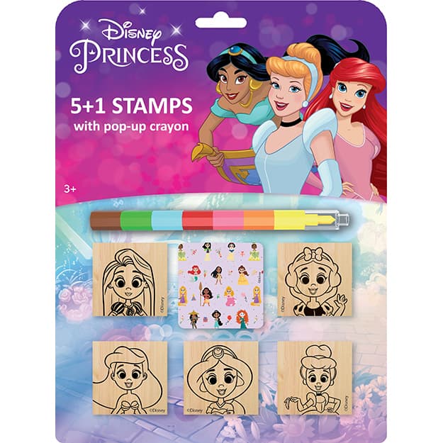 Disney Princess Stamps 5+1 With pop-up Crayon - Anilas UK