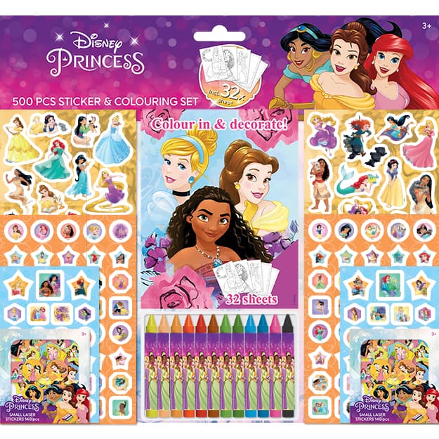 Disney Princess 500 pcs - Stickers & Colouring Set - Anilas UK