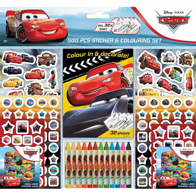 Disney Cars 500 pcs - Stickers & Colouring Set - Anilas UK