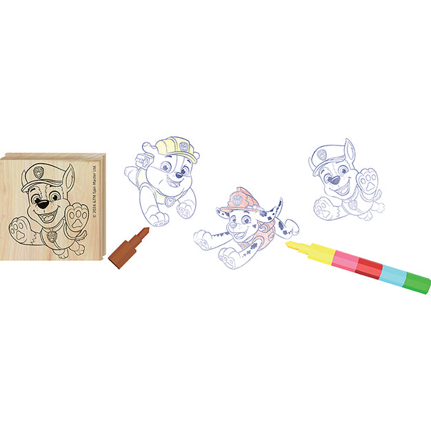 Paw Patrol Chase Stamps 3+1 With pop-up Crayon - Anilas UK