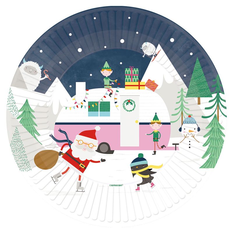 Christmas Festive Friends Paper Plates - 23cm (Pack of 8) - Anilas UK
