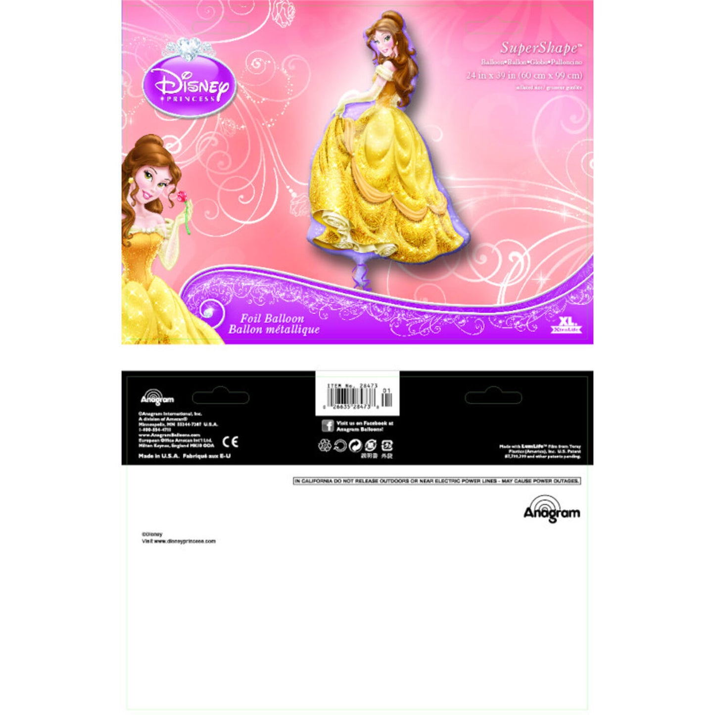 Disney Princess Belle Supershape Foil Balloon - Anilas UK