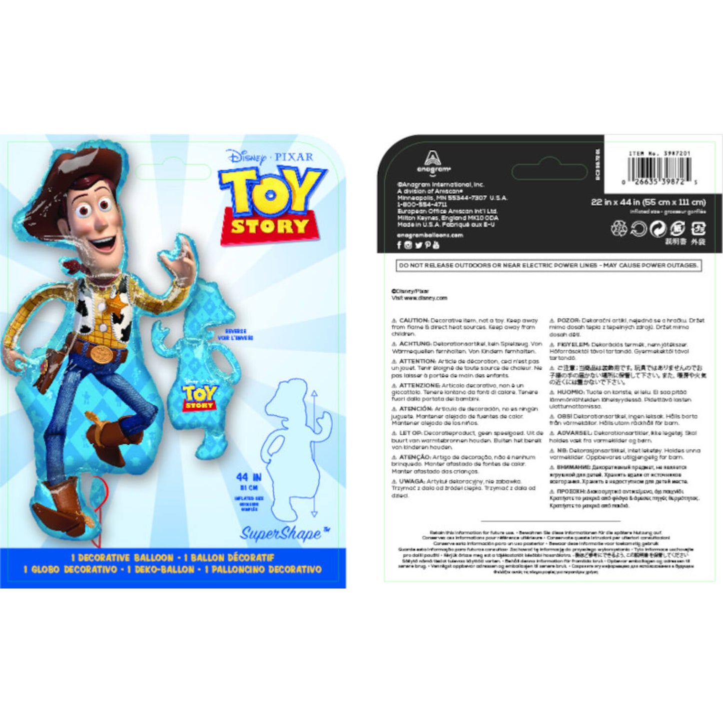 Toy Story - Shape Foil Balloon 55 x 111 cm