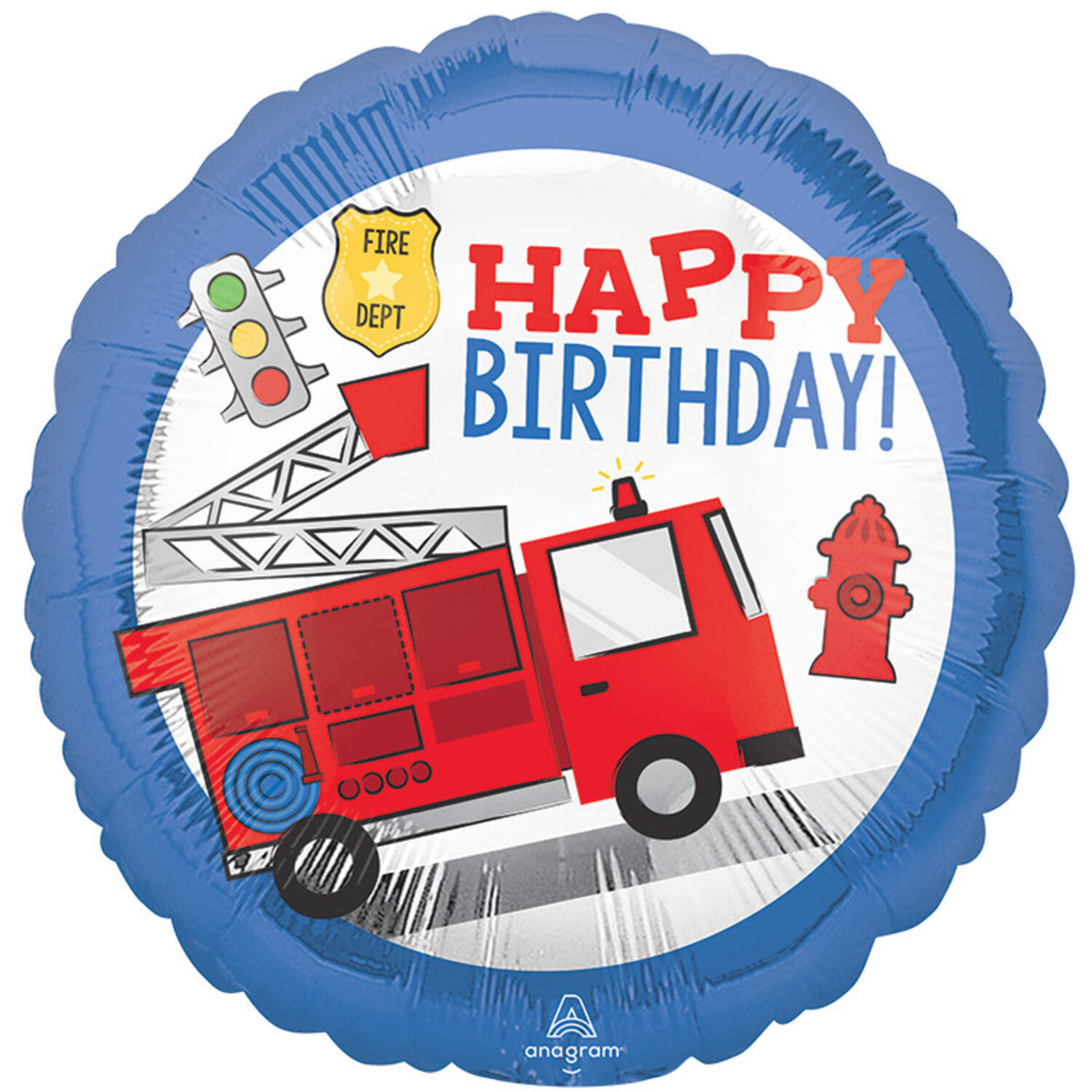 Fire Engine "HAPPY BIRTHDAY" Foil Balloon 45 cm