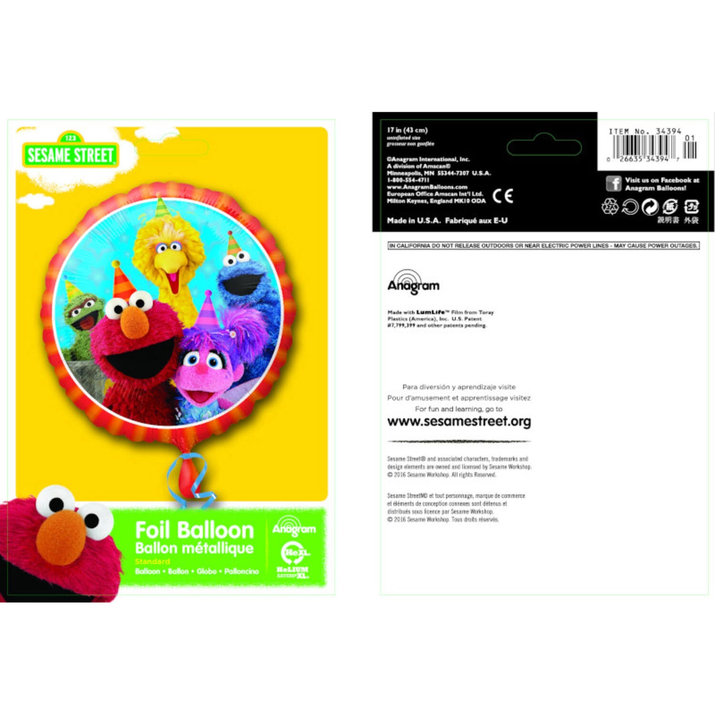Sesame Street Foil Balloon 45 cm