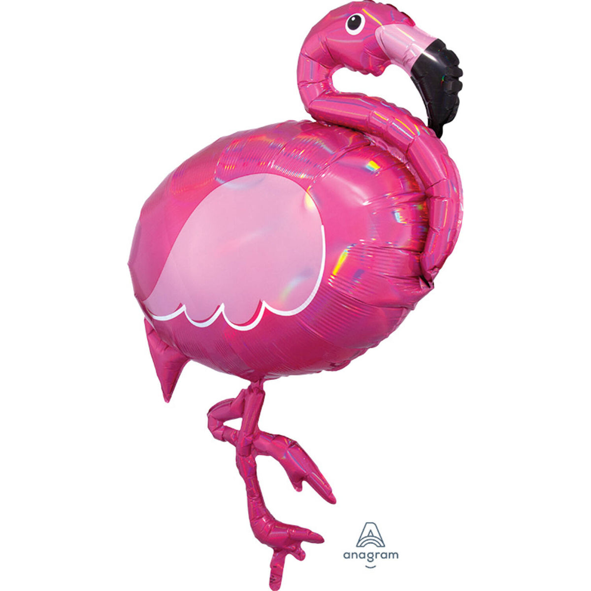 Flamingo - Holographic Iridescent - Pink - Shape Foil Balloon - 71 x 83 cm - Anilas UK