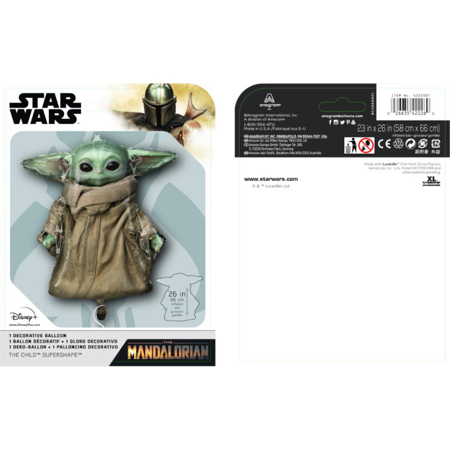 Yoda - Star Wars Mandalorian Supershape Foil Balloon