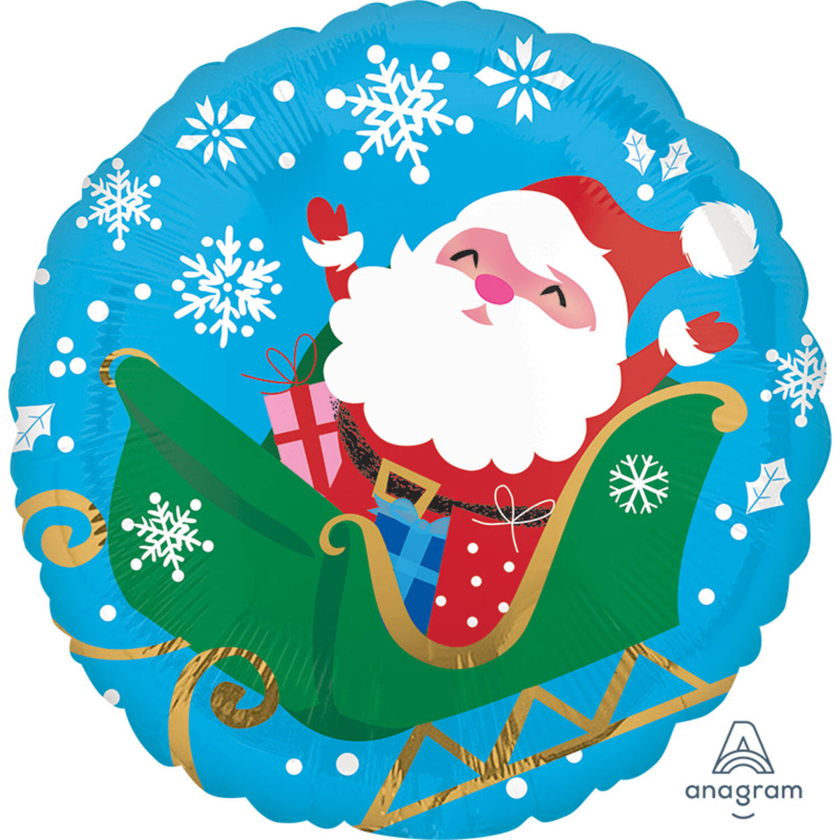 Happy Santa in Sleigh Foil Balloon 45 cm