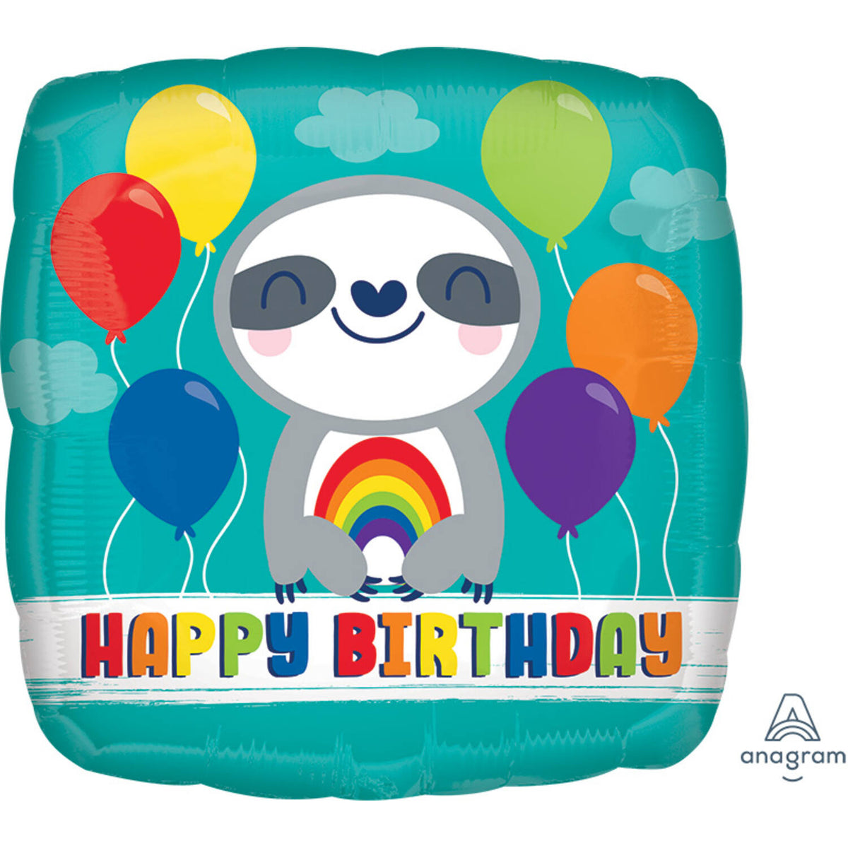 Sloth Happy Birthday Square Foil Balloon 45 cm - Anilas UK