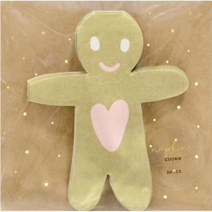 Christmas Gingerbread Man Shaped Napkins (Pack of 20) - Anilas UK