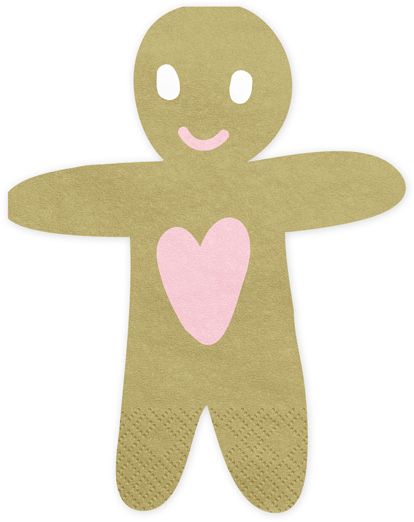 Christmas Gingerbread Man Shaped Napkins (Pack of 20) - Anilas UK