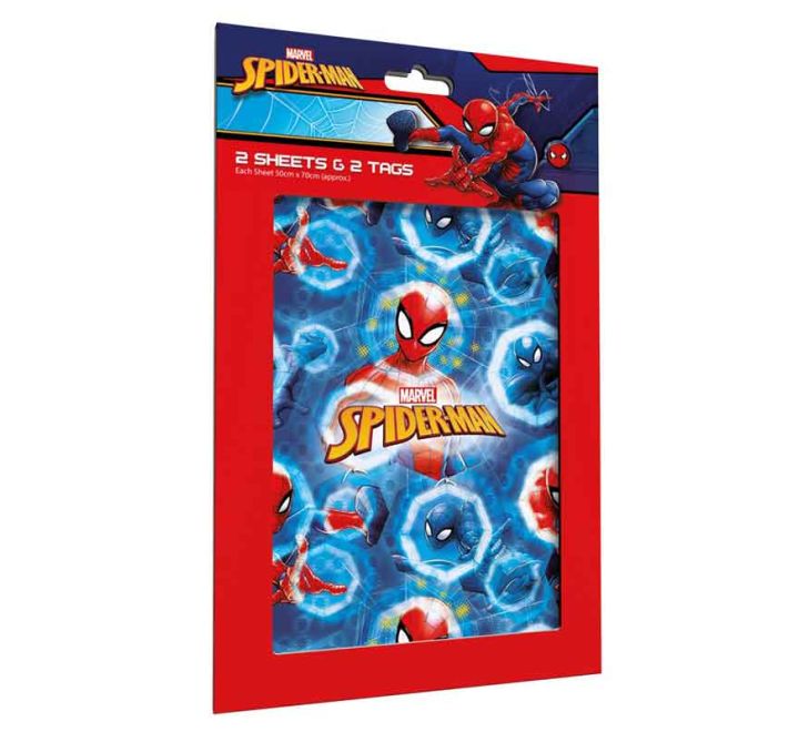 Spiderman wrapping paper and gift tags