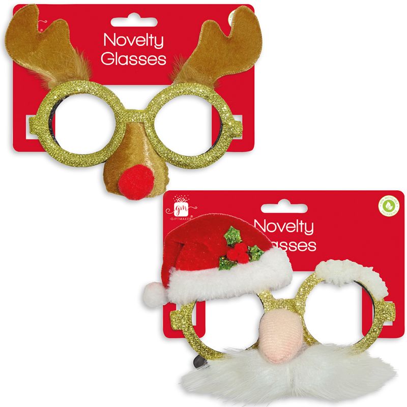 Santa Claus & Reindeer Novelty Glasses - 2 Pairs - Anilas UK