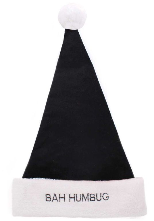Christmas Bah Humbug Black Santa Hat Adults - Anilas UK