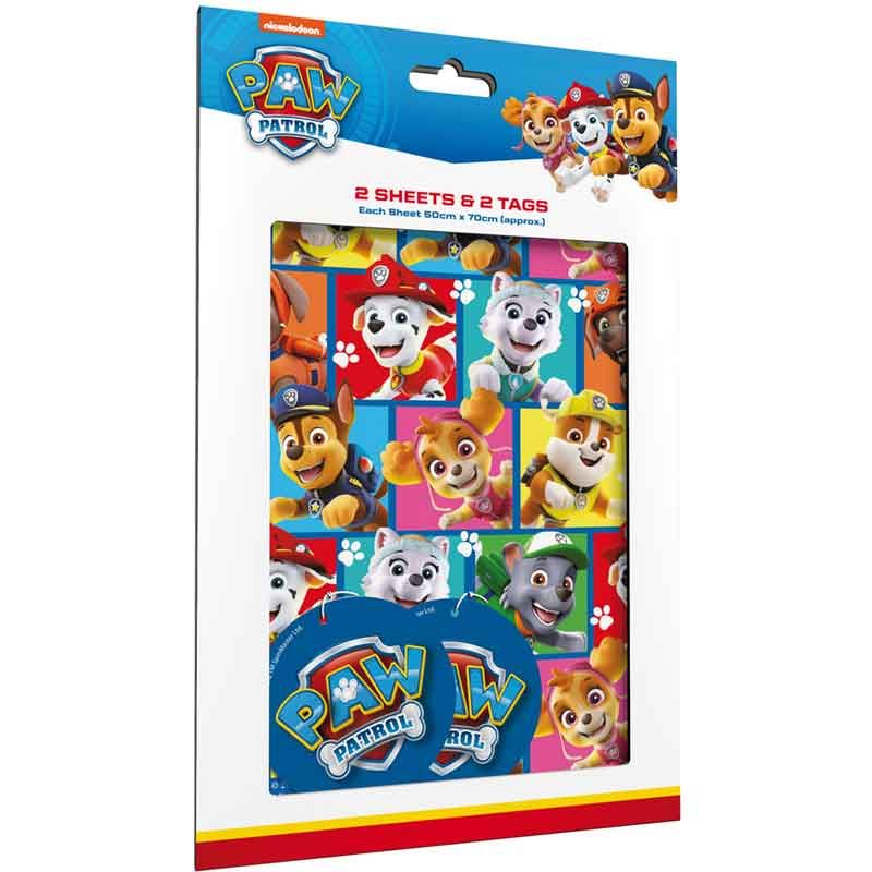 Paw Patrol wrapping paper and gift tags - Anilas UK