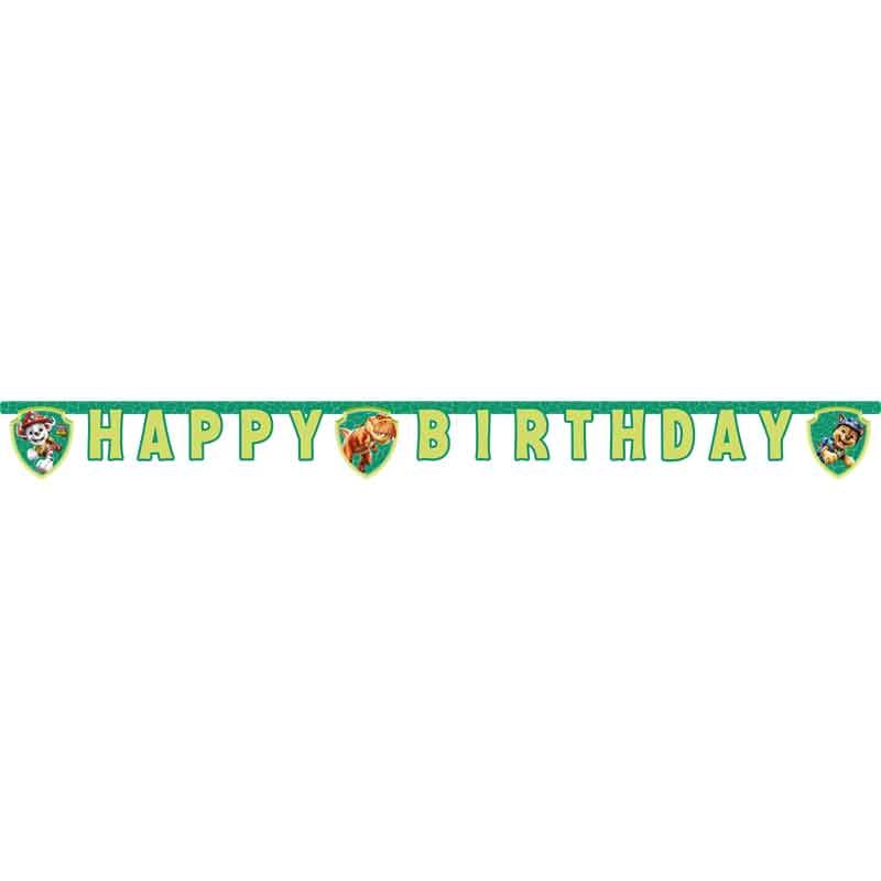 Paw Patrol Dino Movie Happy Birthday Paper Banner 2m