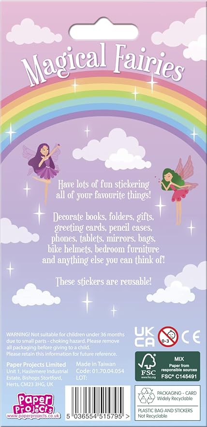 Magical Fairies Sparkle Stickers Sheet - Anilas UK