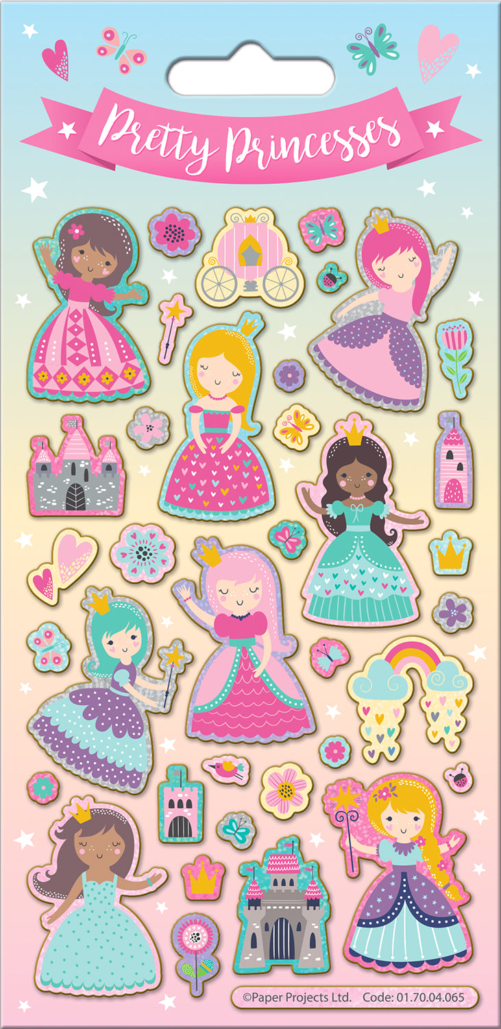Pretty Princesses Sparkle Stickers Sheet - Anilas UK