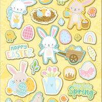Easter Bunnies Sparkle Stickers Sheet - Anilas UK