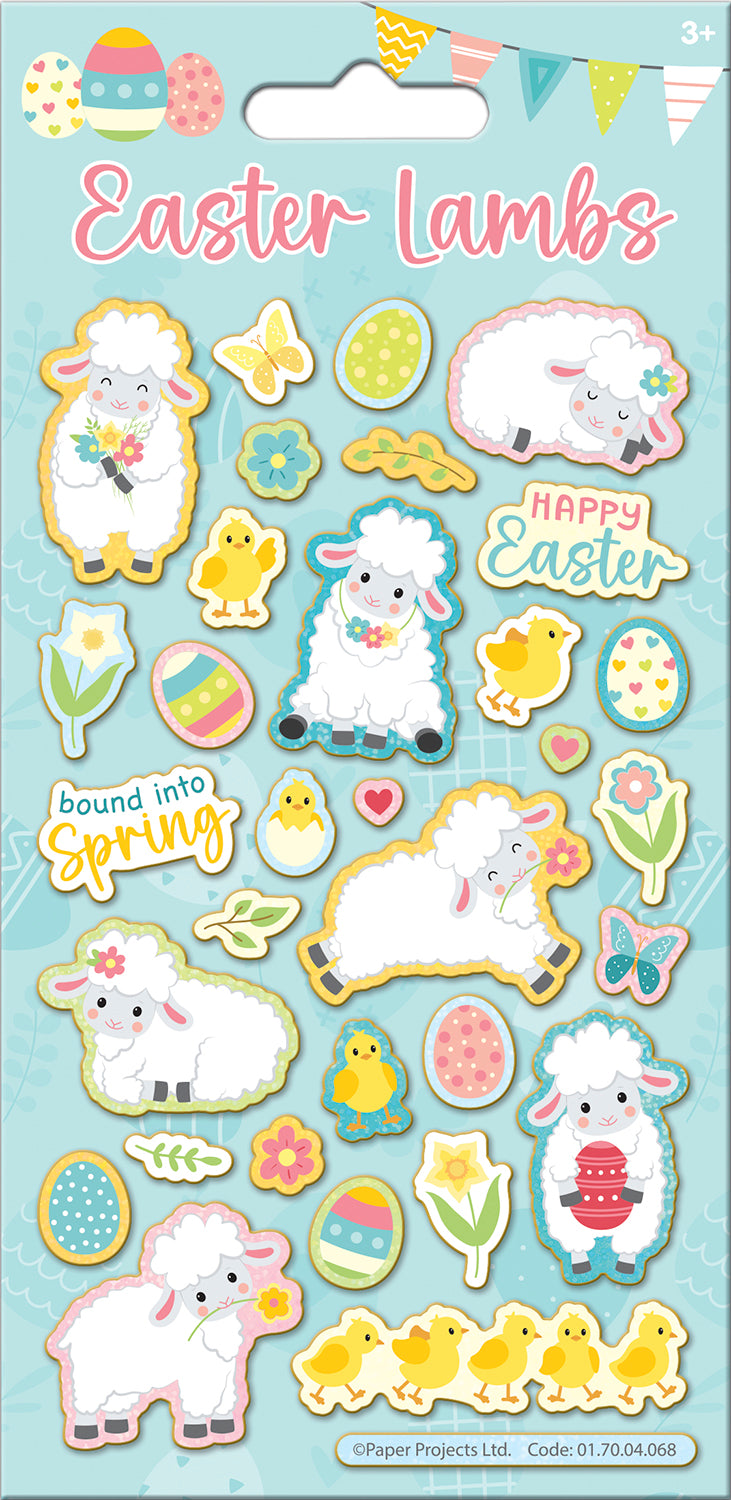 Easter Lambs Sparkle Stickers Sheet - Anilas UK