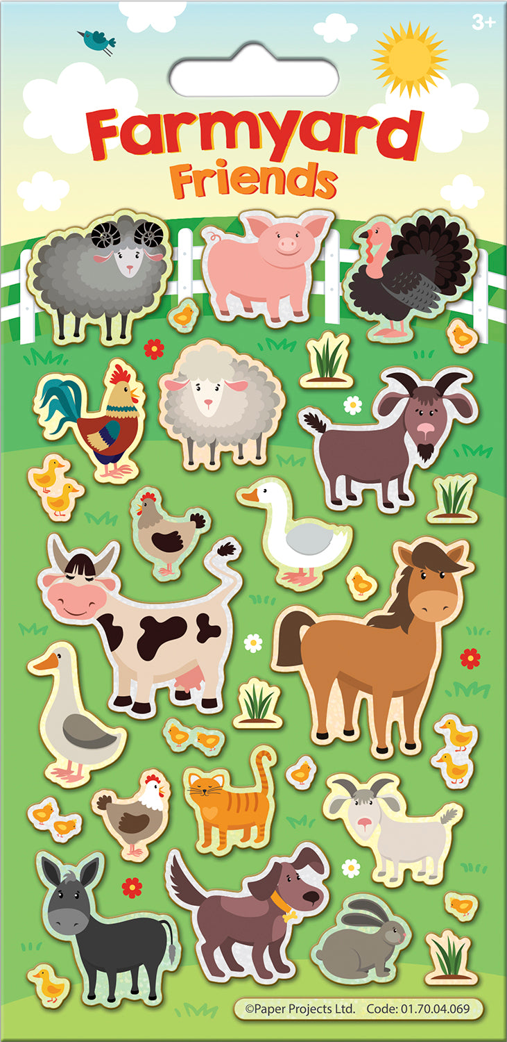 Farmyard Friends Sparkle Stickers Sheet - Anilas UK