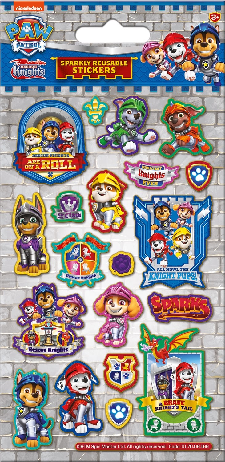 Paw Patrol Rescue Knights Reusable Foil Stickers - Anilas UK