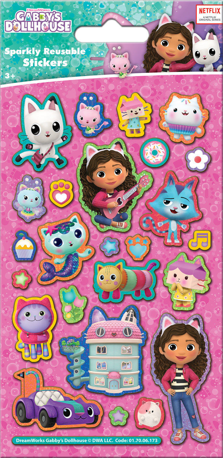 Gabby's Dollhouse Sparkly Reusable Foiled Stickers - Anilas UK