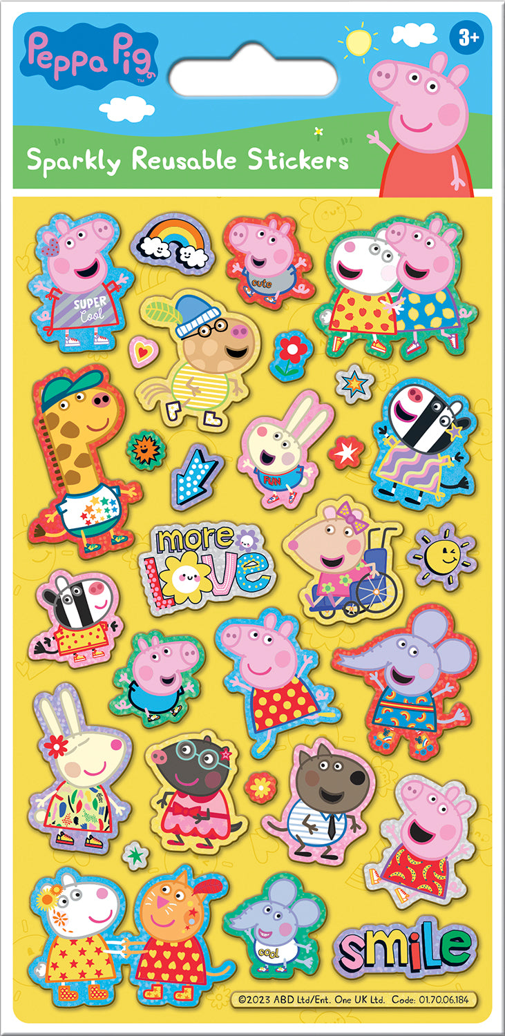 Peppa Pig Love Sparkly Reusable Foiled Stickers - Anilas UK
