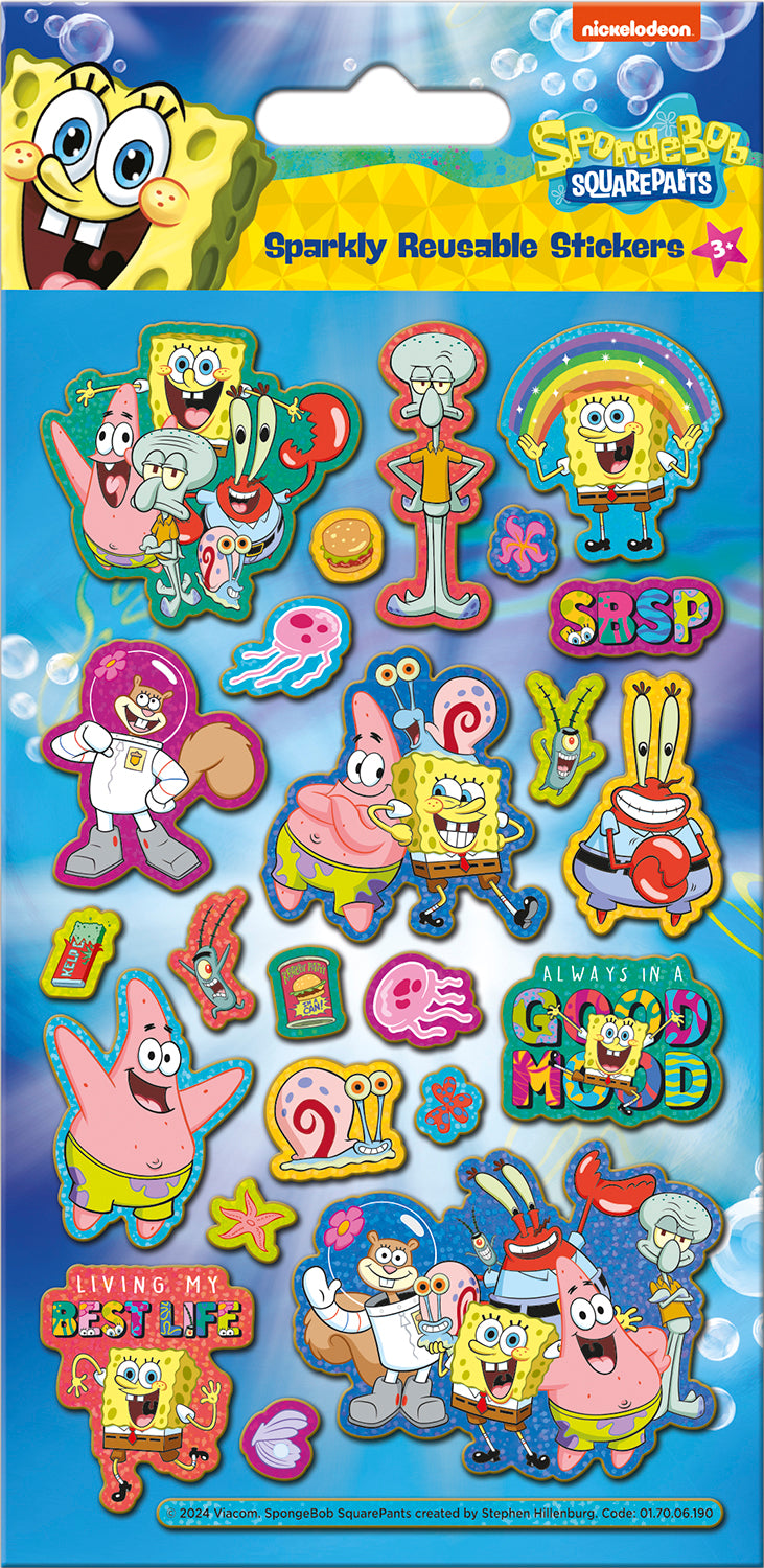 Sponge Bob Square Pants Reusable Foil Stickers - Anilas UK