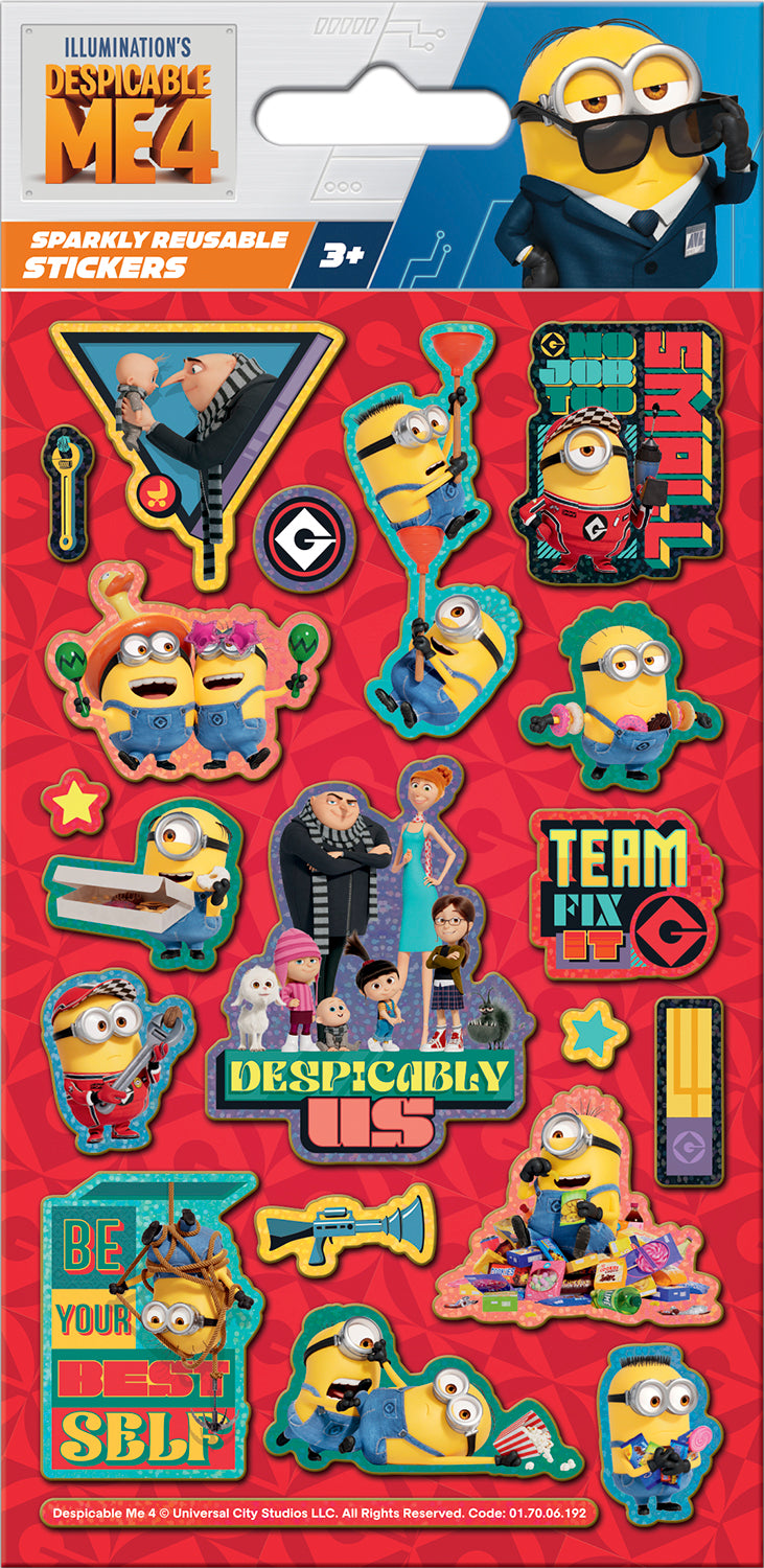 Minions Despicable Me 4 Reusable Foil Stickers - Anilas UK