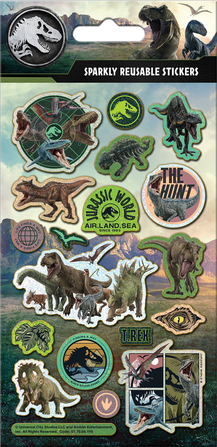 Jurassic World Reusable Foil Stickers - Anilas UK