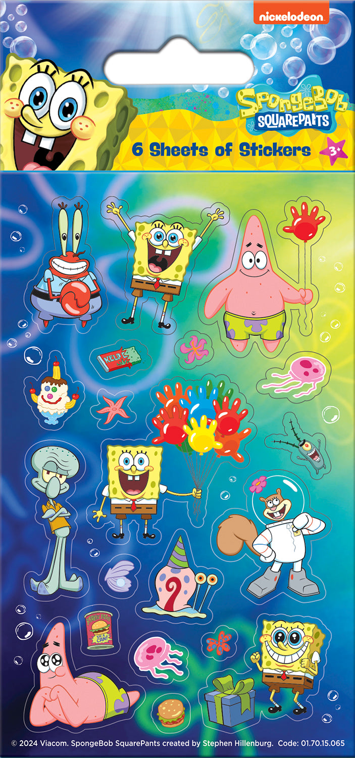 SpongeBob SquarePants Party Sticker Pack - Anilas UK
