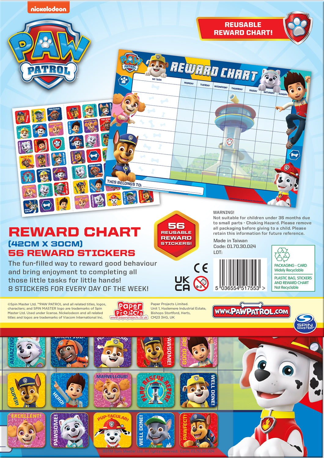 Paw Patrol Reward Chart