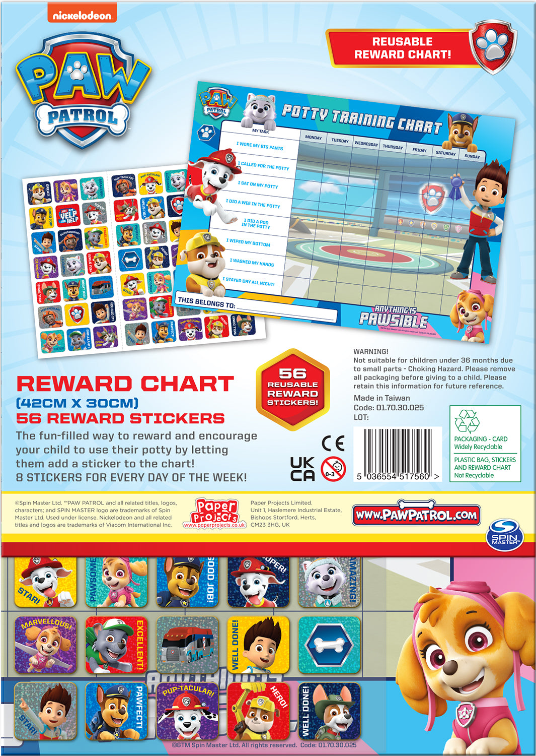 Paw Patrol Potty Training Reward Chart - Anilas UK