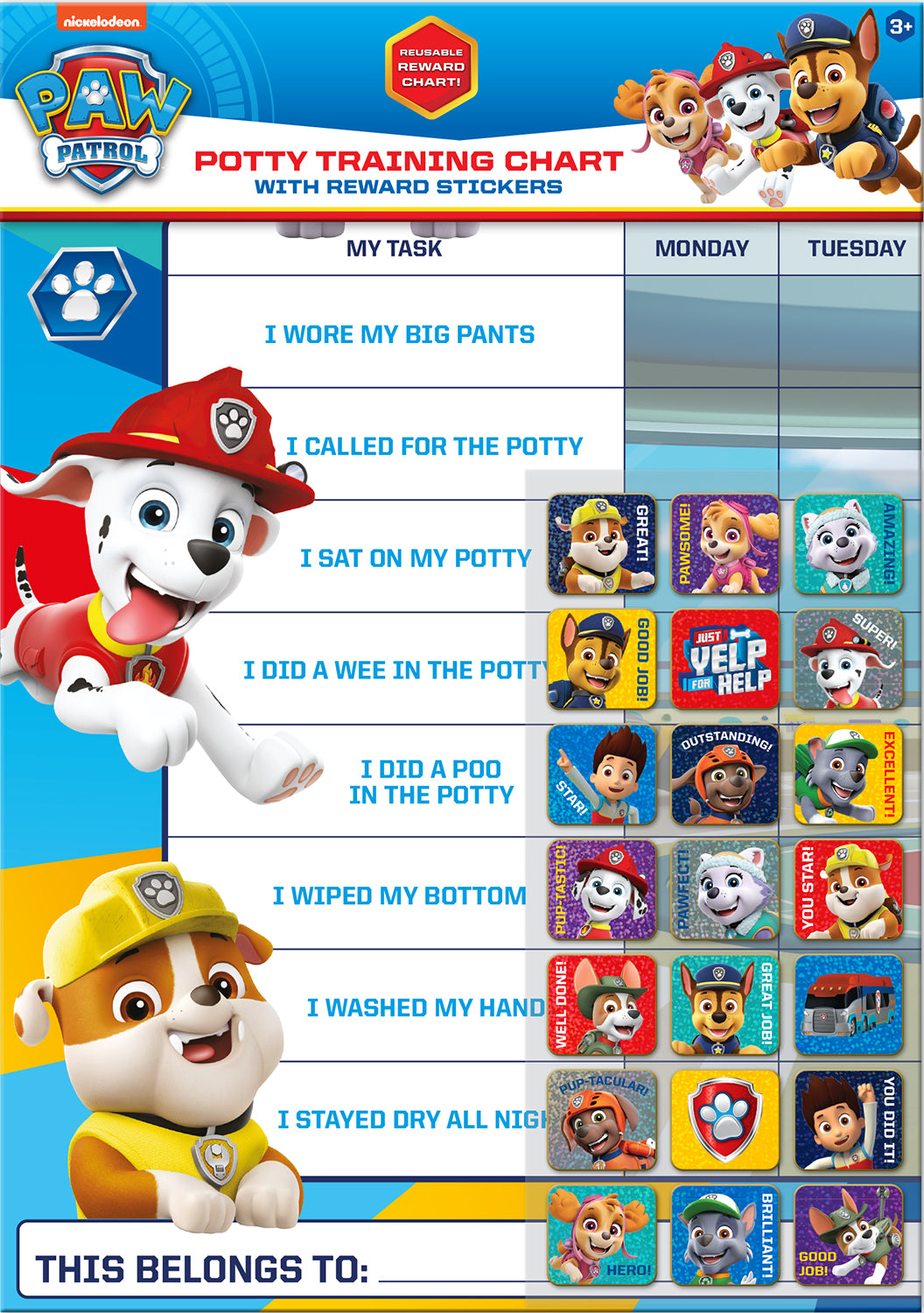 Paw Patrol Potty Training Reward Chart - Anilas UK