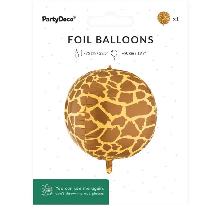Giraffe Print Foil Ball Balloon, 75 cm