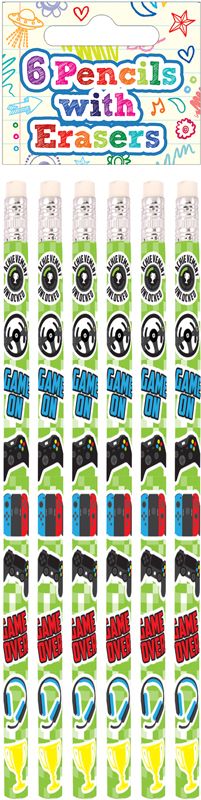 Gamer Pencils with Erasers (Set of 6) - Anilas UK