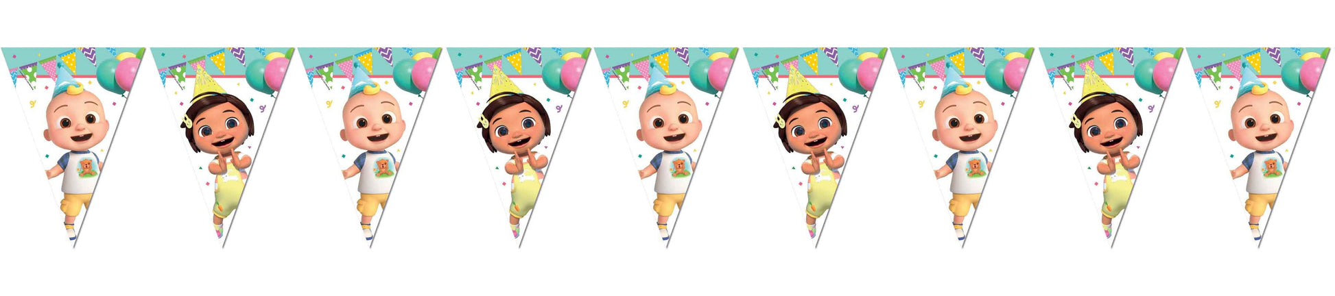 Cocomelon Birthday Party Bunting Banner 2.3 m - Anilas UK
