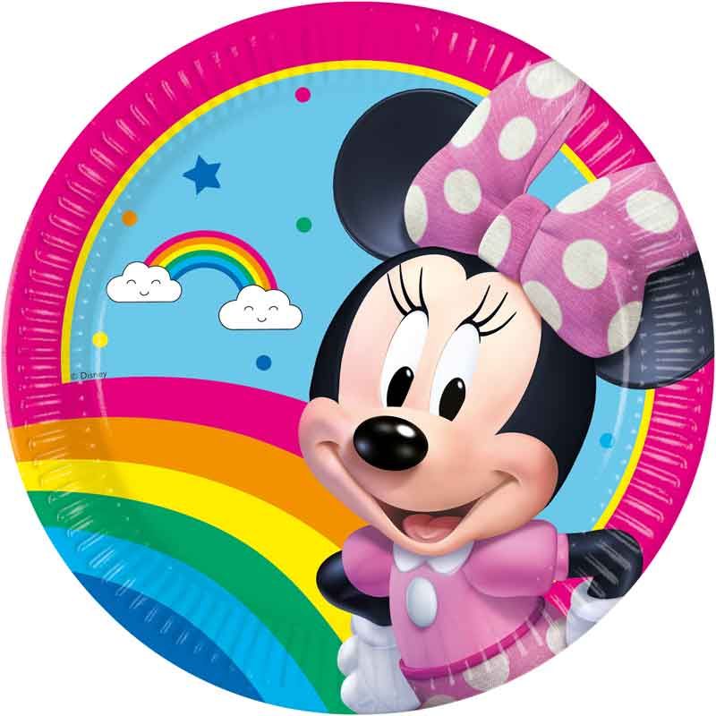 Minnie Rainbow Paper Plates - 23cm (Pack of 8) - Anilas UK