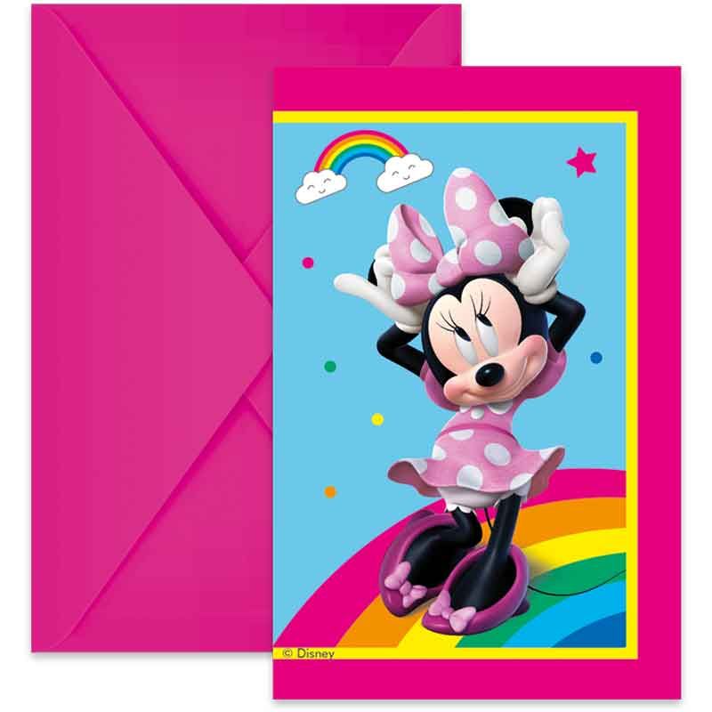Minnie Rainbow Party Invitations (Pack of 6) - Anilas UK