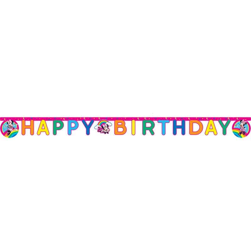 Minnie Rainbow Happy Birthday Paper Banner 2m - Anilas UK