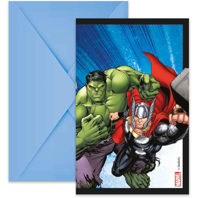 Avengers Evergreen Party Invitations (Pack of 6) - Anilas UK