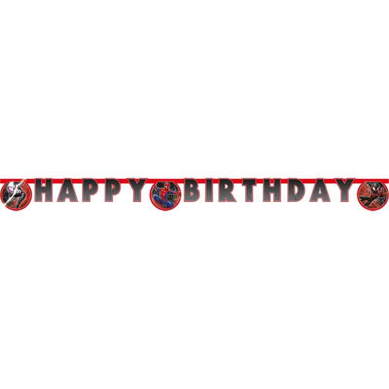 Spiderman World Of Webs Happy Birthday Banner 2m - Anilas UK