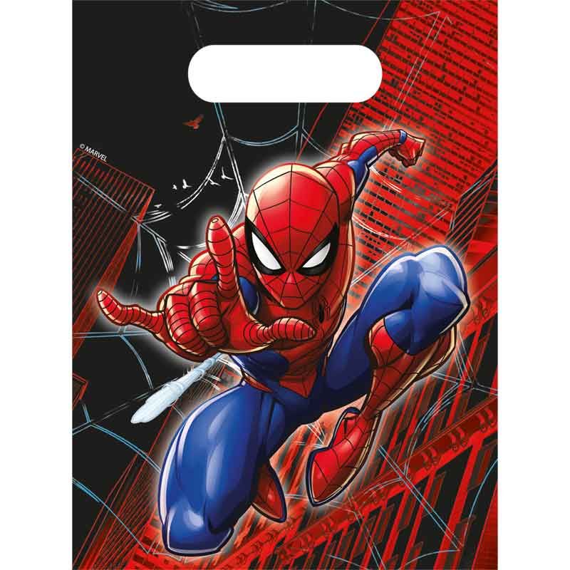 Spiderman World Of Webs Plastic Party Bags (Pack of 6) - Anilas UK