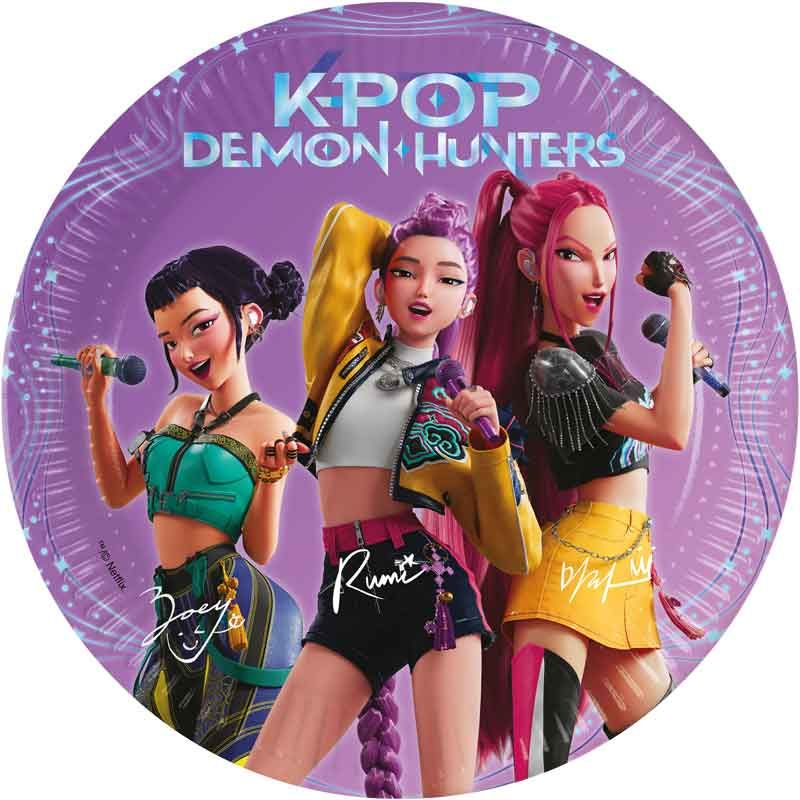 K-pop Demon Hunters Paper Plates - 20cm (Pack of 8) - Anilas UK