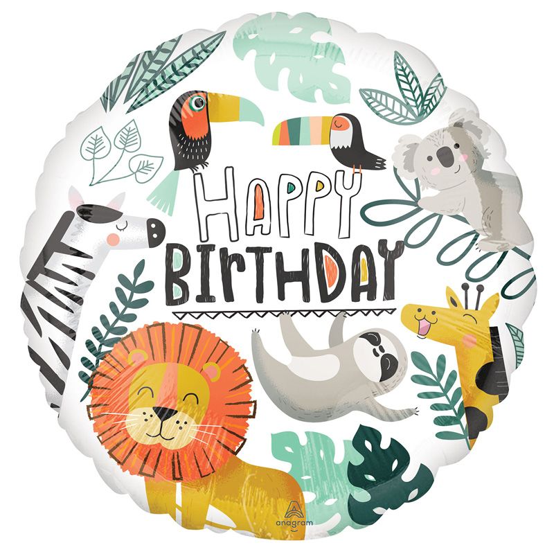 Get Wild "Happy Birthday" Foil Party Balloon - (43 cm) - Anilas UK