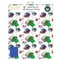 Football wrapping paper and gift tags