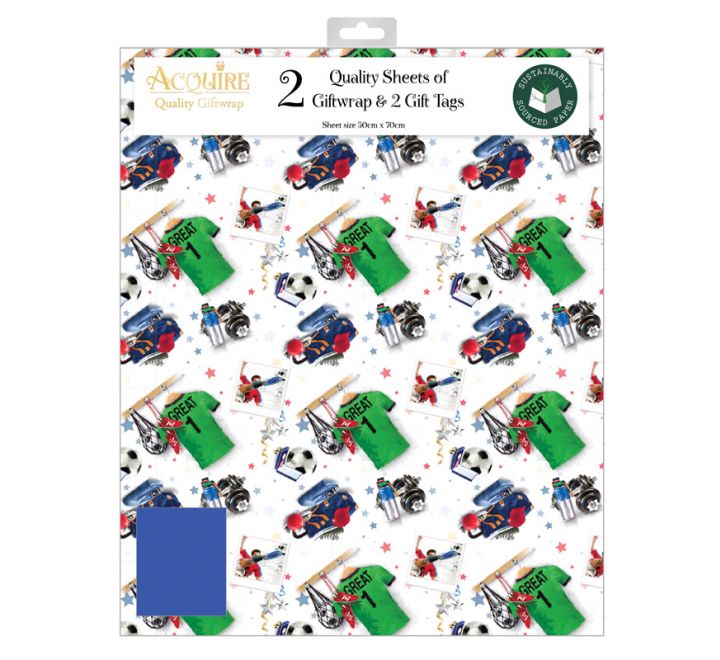 Football wrapping paper and gift tags