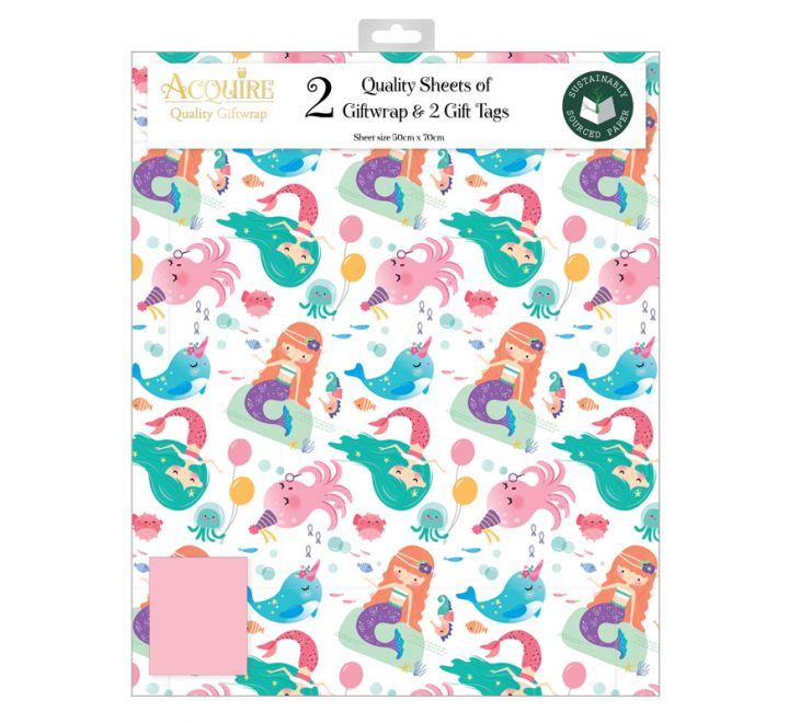 Mermaid wrapping paper and gift tags